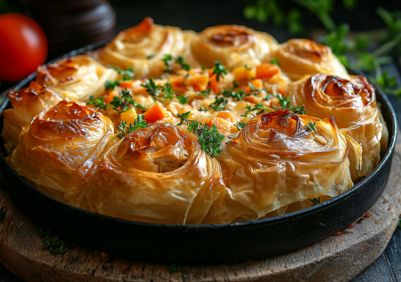 Слоеная ракушка с курицей и овощами — пальчики оближешь! Хит на ужин