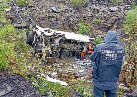 Появилось видео падения автобуса с вахтовиками в овраг в Якутии