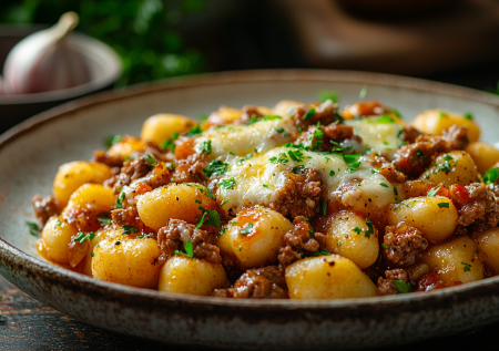 Ньокки с тягучим сыром и сочным мясом — ленивый ужин в итальянском стиле