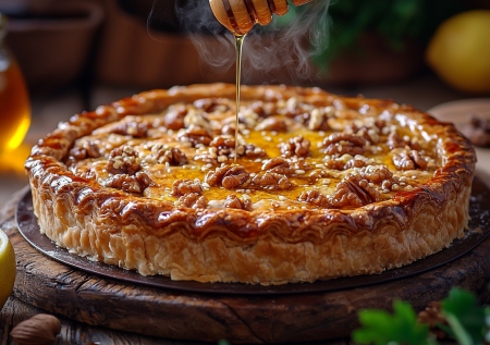 Греческий ореховый пирог с медовым сиропом! Простой рецепт вкусняшки