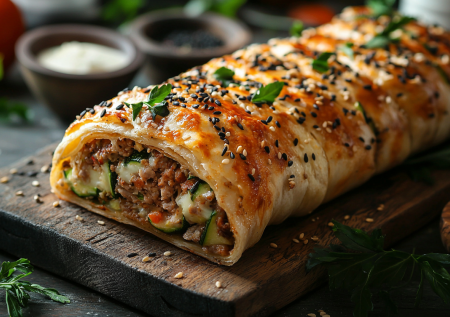 Рулет из лаваша с фаршем и кабачком — просто и вкусно! Быстрый рецепт