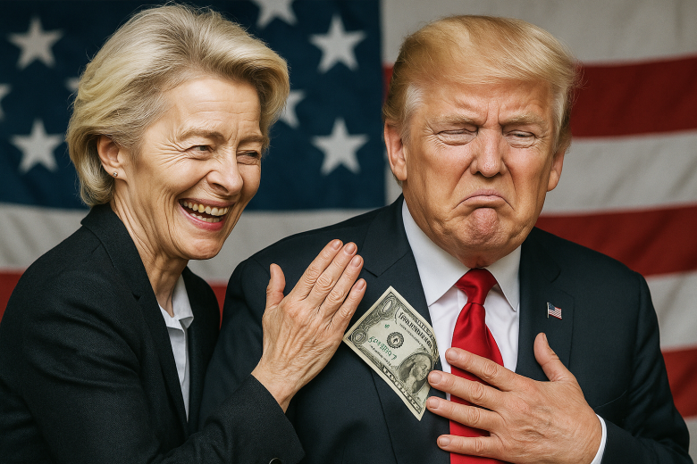 Урсула фон дер Ляйен и Дональд Трамп в представлении ИИ