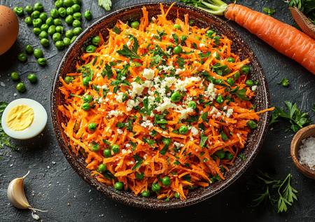 Салат из моркови с зелёным горошком! Вкуснятина из простых продуктов