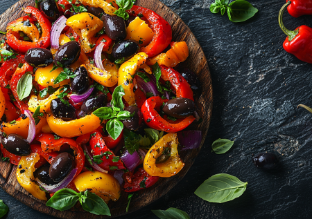 Салат из запечённого перца с маслинами! Невероятная вкуснятина из овощей