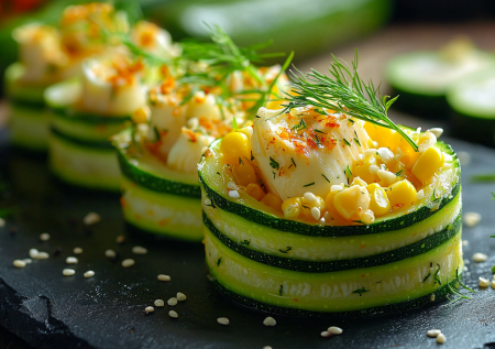 Кабачковые лодочки с крабовым салатом — необычно и вкусно! Всего 20 минут
