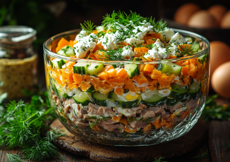 Салат «Нежный» из куриной печени с огурцами! Бюджетно и очень вкусно