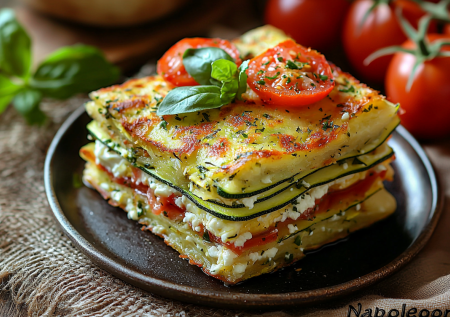 Кабачковый «наполеон» с сочной начинкой! Простой рецепт яркой закуски!
