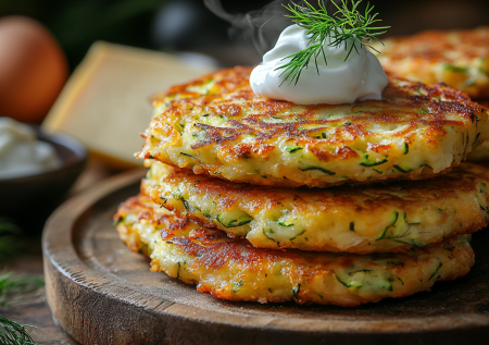 Кабачковые оладьи с сыром — нежные и хрустящие! Закуска за 15 минут