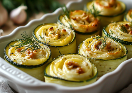 «Розочки» из кабачков с творожно-ореховым кремом! Яркая и необычная закуска