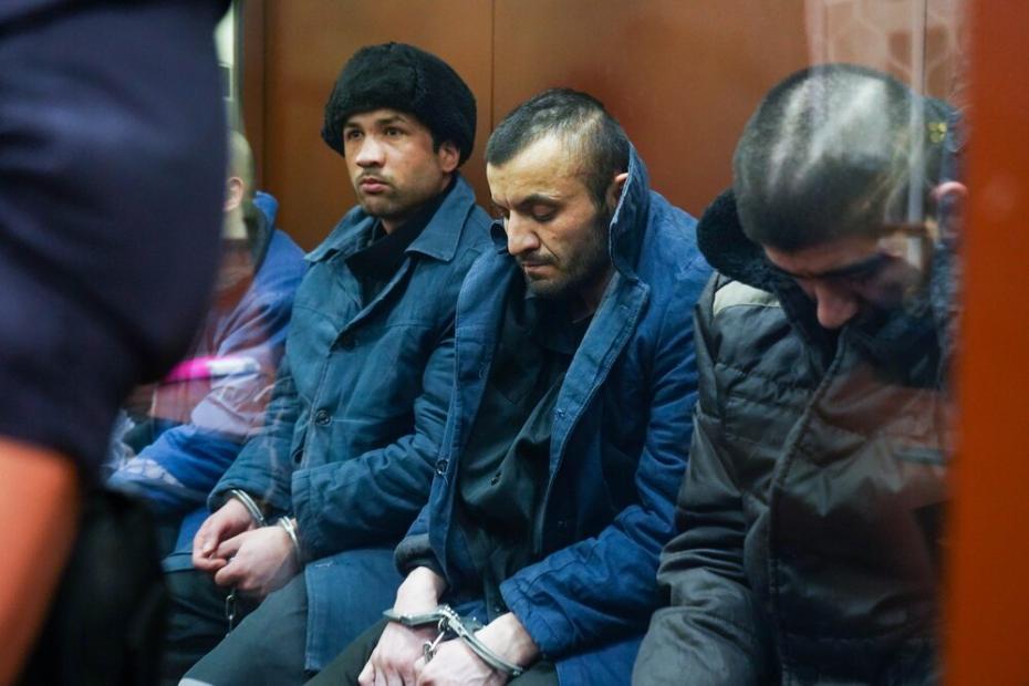 Фигуранты по делу о теракте в «Крокус Сити Холле»: Саидакрами Рачабализода, Фаридуни Шамсидин, Далерджон Мирзоев, Мухаммадсобир Файзов (слева направо)