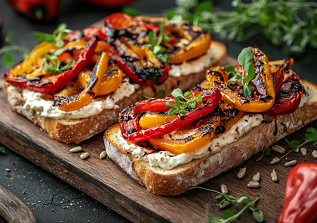Бутерброды с запечённым перцем и творожным сыром! Настоящий взрыв вкусов