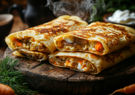 Румяные блинчики с печеночной начинкой! Вкуснятина из простых продуктов