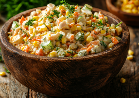 Не надо ничего варить! Обалденный салат с грудкой и кукурузой за 10 минут