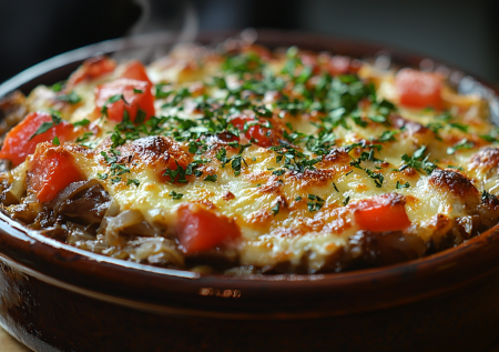 Куриная печень с помидорами и луком! Вкуснятина под сырной шапкой