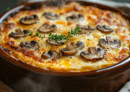 Грибная запеканка с яйцами! Нежная и с хрустящей сырной корочкой