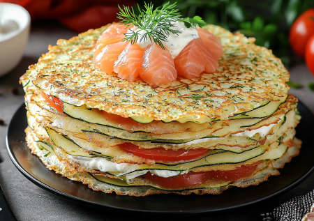 Кабачковый торт с пастой из копчёного лосося! Вкуснейшая летняя закуска