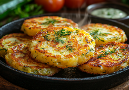Драники из кабачка и картошки! Вкуснейшие золотистые биточки с сыром