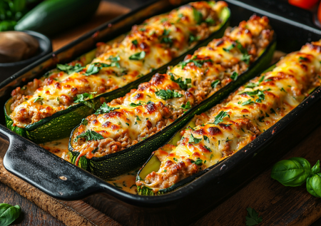 Кабачковые лодочки под сырным соусом: вкуснятина из доступных продуктов