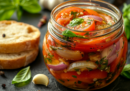 Маринованные помидоры с луком! Улетная закуска за 12 часов