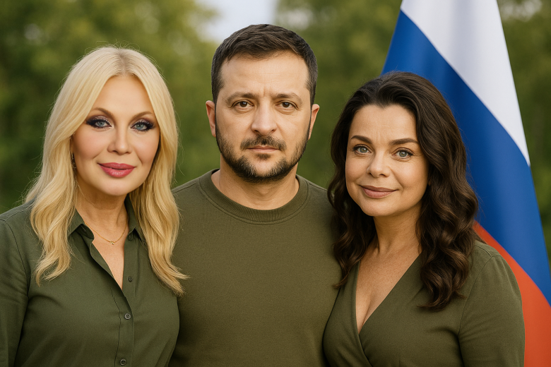 Таисия Повалий, Владимир Зеленский и Наталья Королева в представлении ИИ