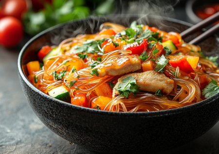 Азиатская фунчоза с курицей и овощами! Готовится 15 минут