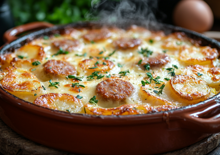 Картофельная запеканка с сосисками и сыром! Станет хитом вашей кухни