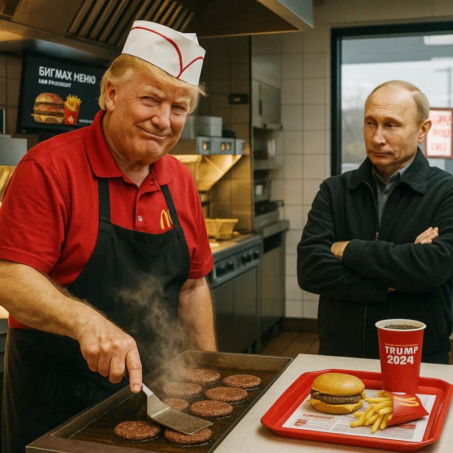 Владимир Путин и Дональд Трамп в представлении ИИ