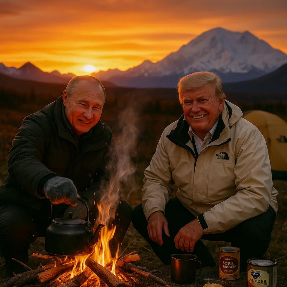 Владимир Путин и Дональд Трамп в представлении ИИ