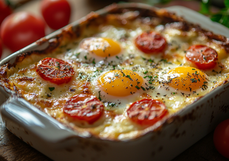 Яичница с крабовыми палочками в духовке! Вкусный завтрак за 15 минут