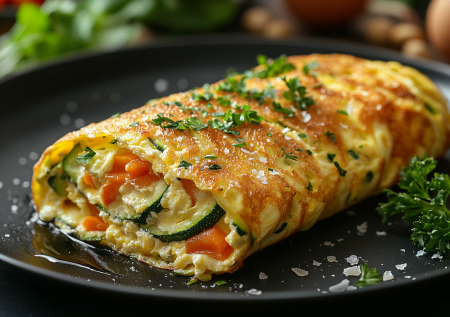 Завтрак за 10 минут! Кабачковый омлет-рулет с плавленым сыром — вкуснота!