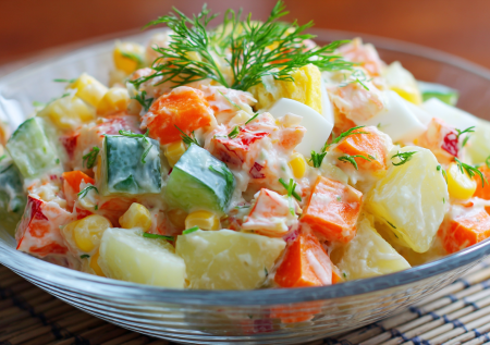 Крабовый салат без риса? Так делали в СССР, и он был вкуснее