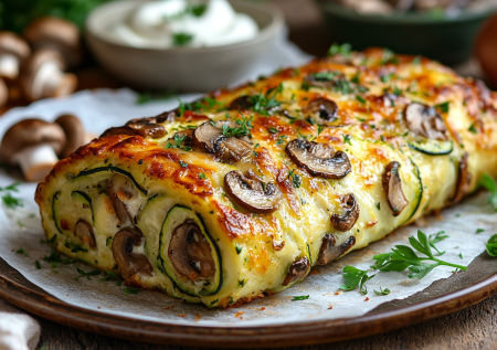 Грибной рулет из кабачков: просто, дешево и безумно вкусно! Хит на завтрак