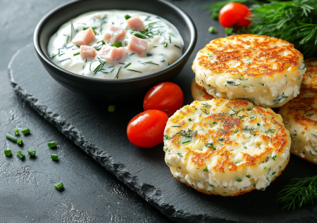 Сырные сырники с зеленью! Рецепт для похудения с соусом из ветчины