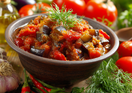 Готовлю лечо с баклажанами — мед делает вкус особенным