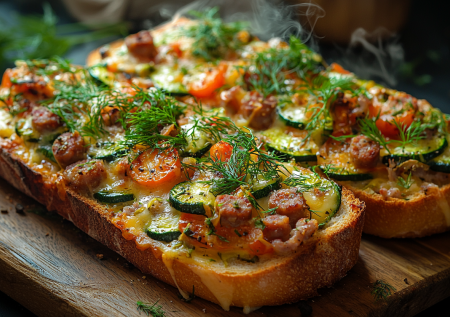 Горячие бутерброды с кабачком и колбасой! Батон, супернамазка и в духовку