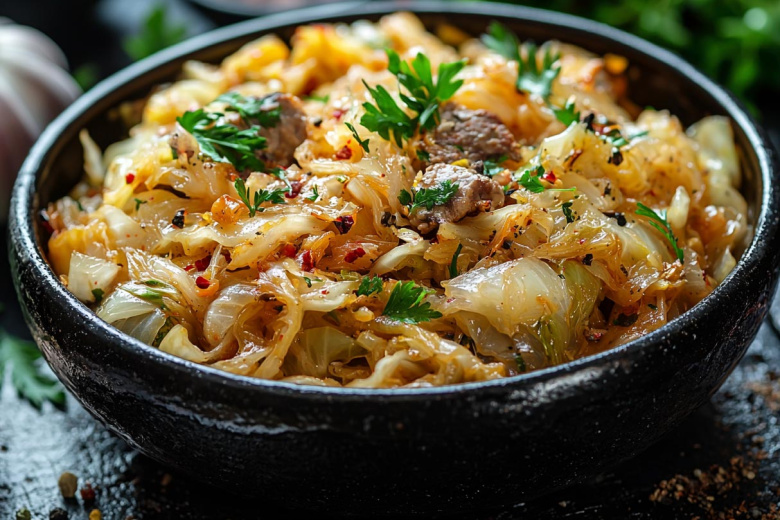 Очень вкусная тушеная капуста с мясом: простой рецепт