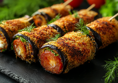 Хрустящие ушки из баклажанов с начинкой! Вкуснейшая летняя закуска