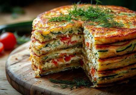 Торт из кабачковых блинчиков! Начинка из яиц и сырка — невероятно вкусно