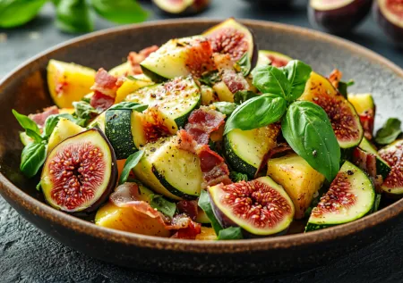 Салат с кабачком, беконом и персиком! Супервкуснятина понравится всей семье