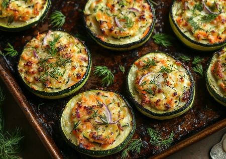 Кабачковые шайбы с овощной шапкой! Летняя закуска без тонны масла