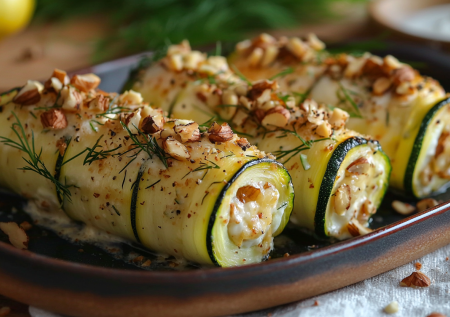 Вкуснее запеканки! Кабачковые рулетики с орехово-чесночным кремом — хит!