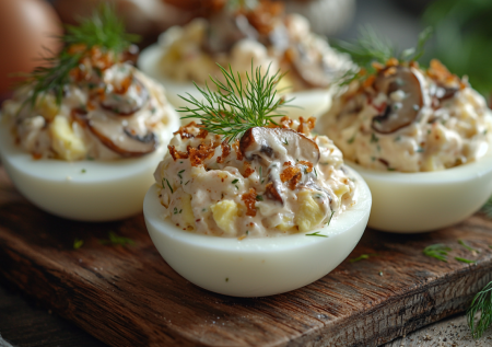 Фаршированные яйца с шампиньонами! Бюджетный хит из четырех продуктов