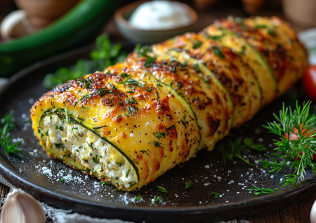 Вместо драников и запеканок! Кабачковый рулет с творожным сыром — вкуснота