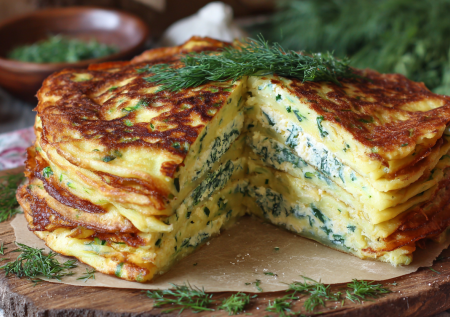 Вкуснее запеканки! Торт из кабачковых блинчиков с сырной прослойкой — хит!