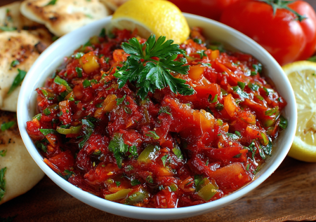 Эзме — турецкая закуска из помидоров и перца. Готовится 12 минут — вкуснота