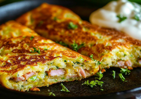 Чебуреки из кабачка с сыром-косичкой и ветчиной! Невероятно вкусно