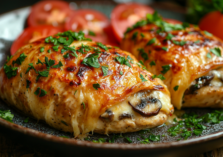 Куриные кармашки с сырно-грибной начинкой! Вы полюбите куриную грудку