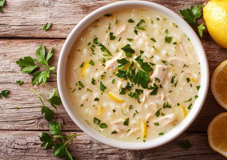 Лимонный суп с курицей и рисом! Вкусное первое блюдо из Греции