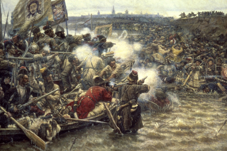 Василий Суриков, «Покорение Сибири Ермаком», 1895, холст, масло, Государственный Русский музей, Санкт-Петербург, Россия