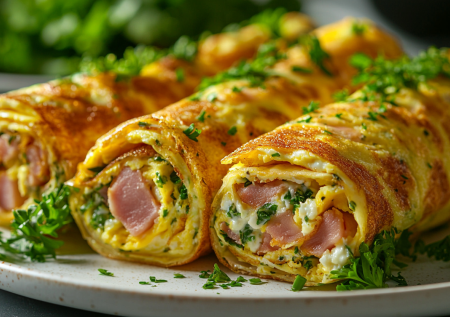 Рулеты-омлеты с начинкой! Вкуснейший завтрак за 15 минут